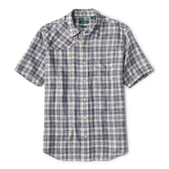 Space-Dyed Plaid Short-Sleeve Shirt