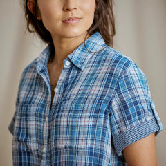 Plaid Gauze Short-Sleeve Camp Shirt