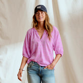 Lightweight Blouson-Sleeve Shirt