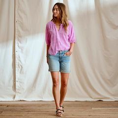 Lightweight Blouson-Sleeve Shirt