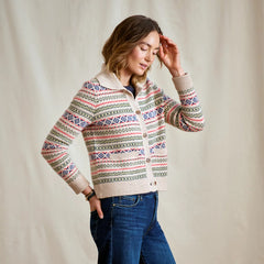 Fair Isle Patterned Brushed Cashmere Cardigan