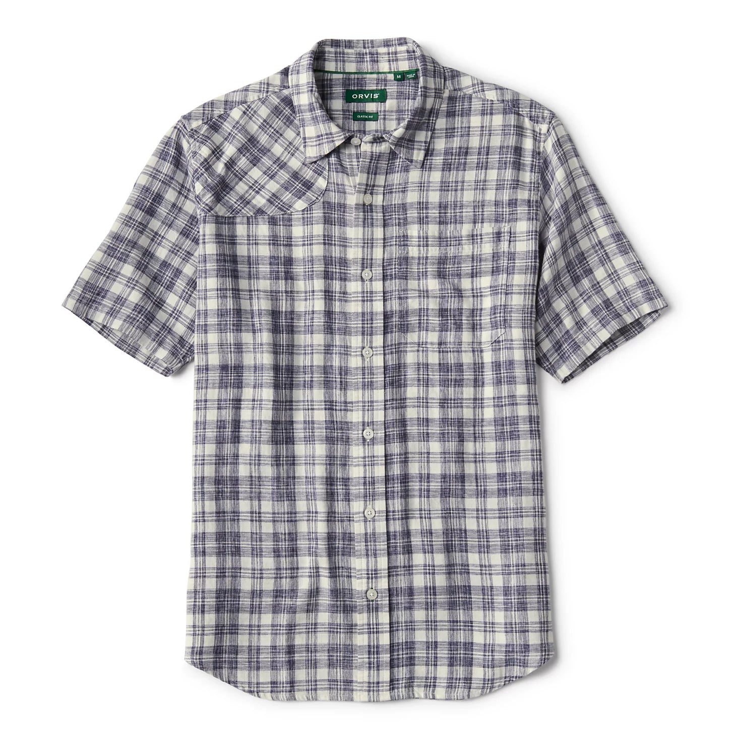 Space-Dyed Plaid Short-Sleeve Shirt