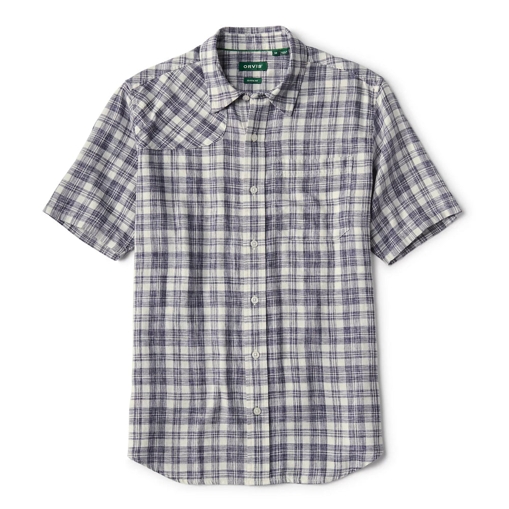 Space-Dyed Plaid Short-Sleeve Shirt