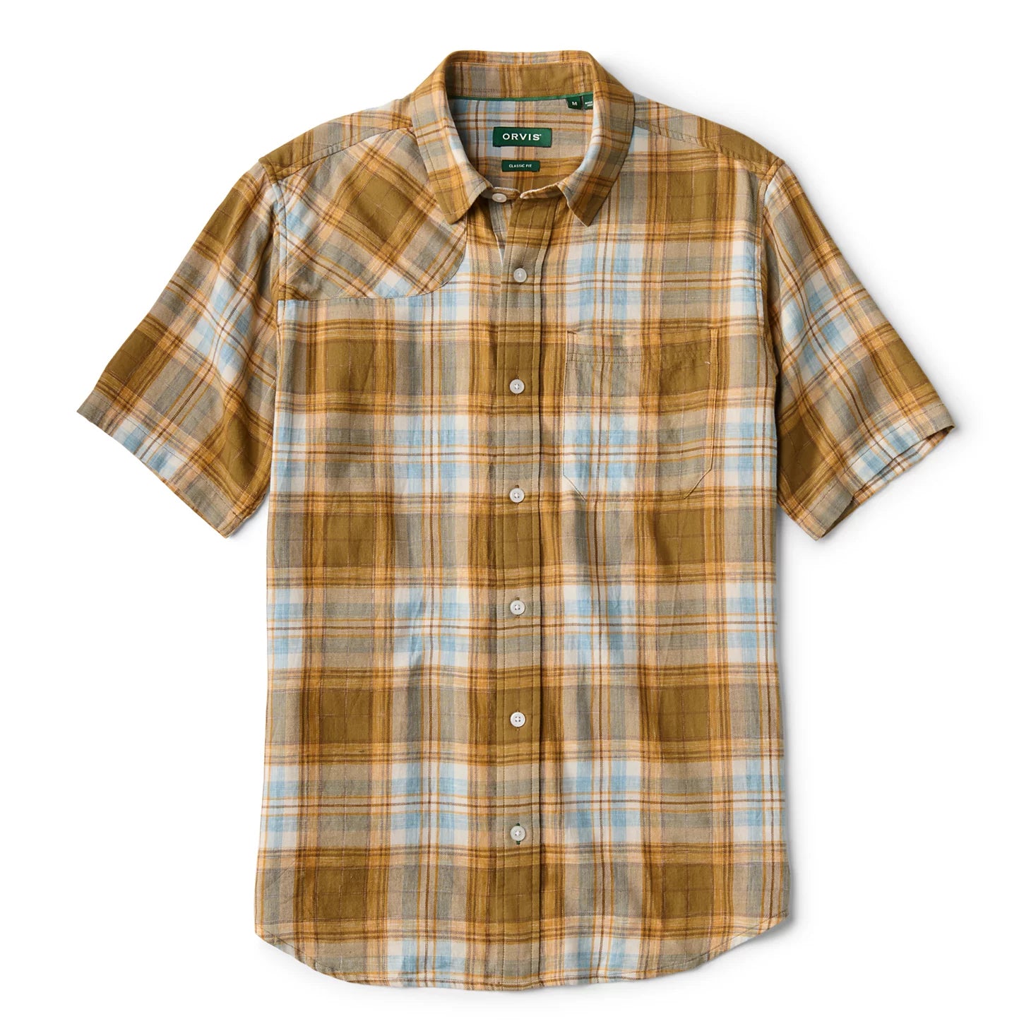 Space-Dyed Plaid Short-Sleeve Shirt