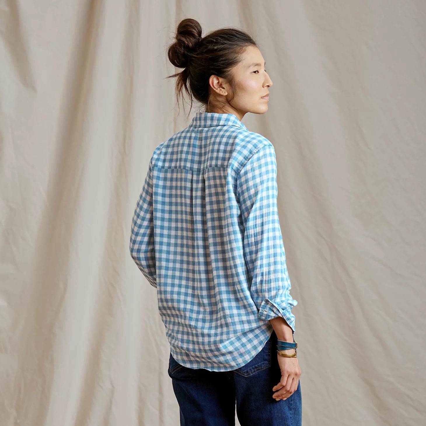 Everyday Lightweight Plaid Long-Sleeve Boyfriend Shirt