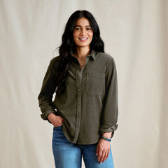 Corduroy Button-Down Long-Sleeve Shirt