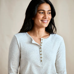 Ribbed Henley Long-Sleeve Tee