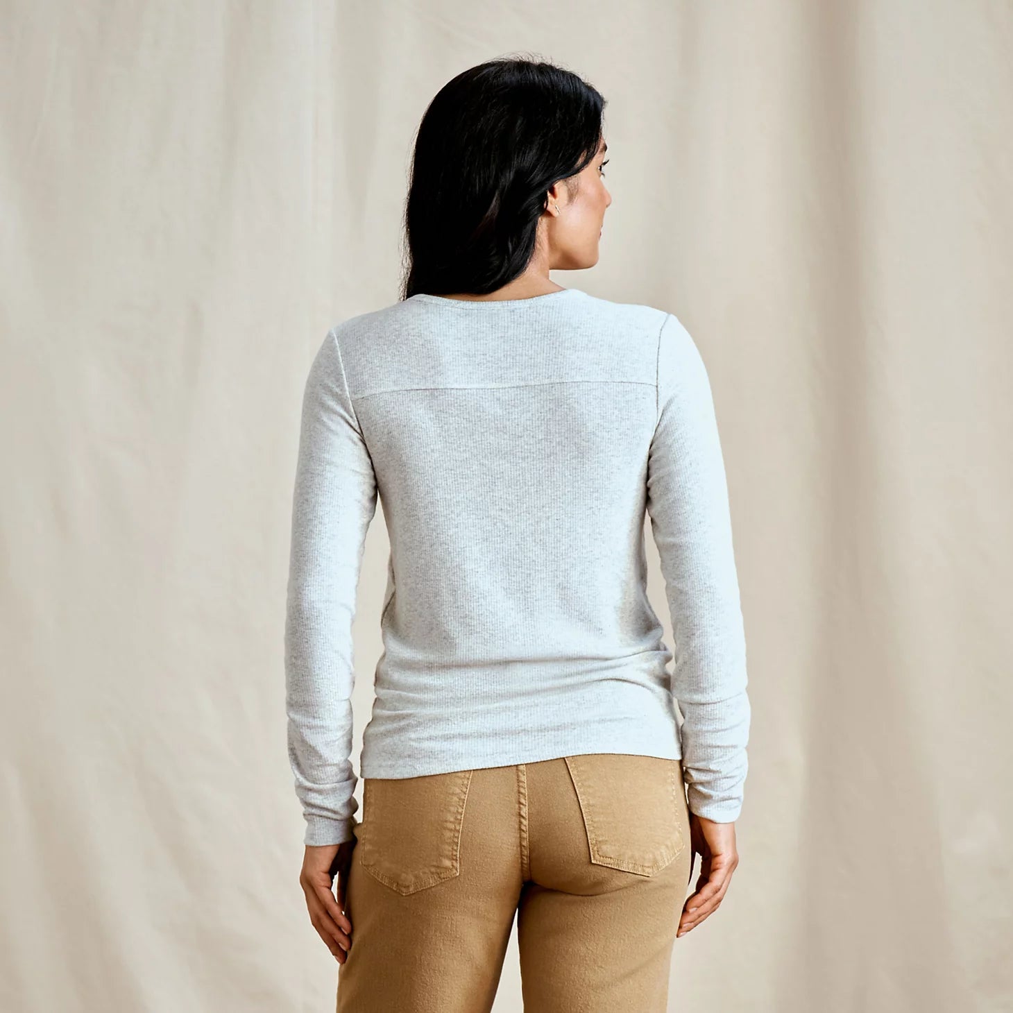 Ribbed Henley Long-Sleeve Tee