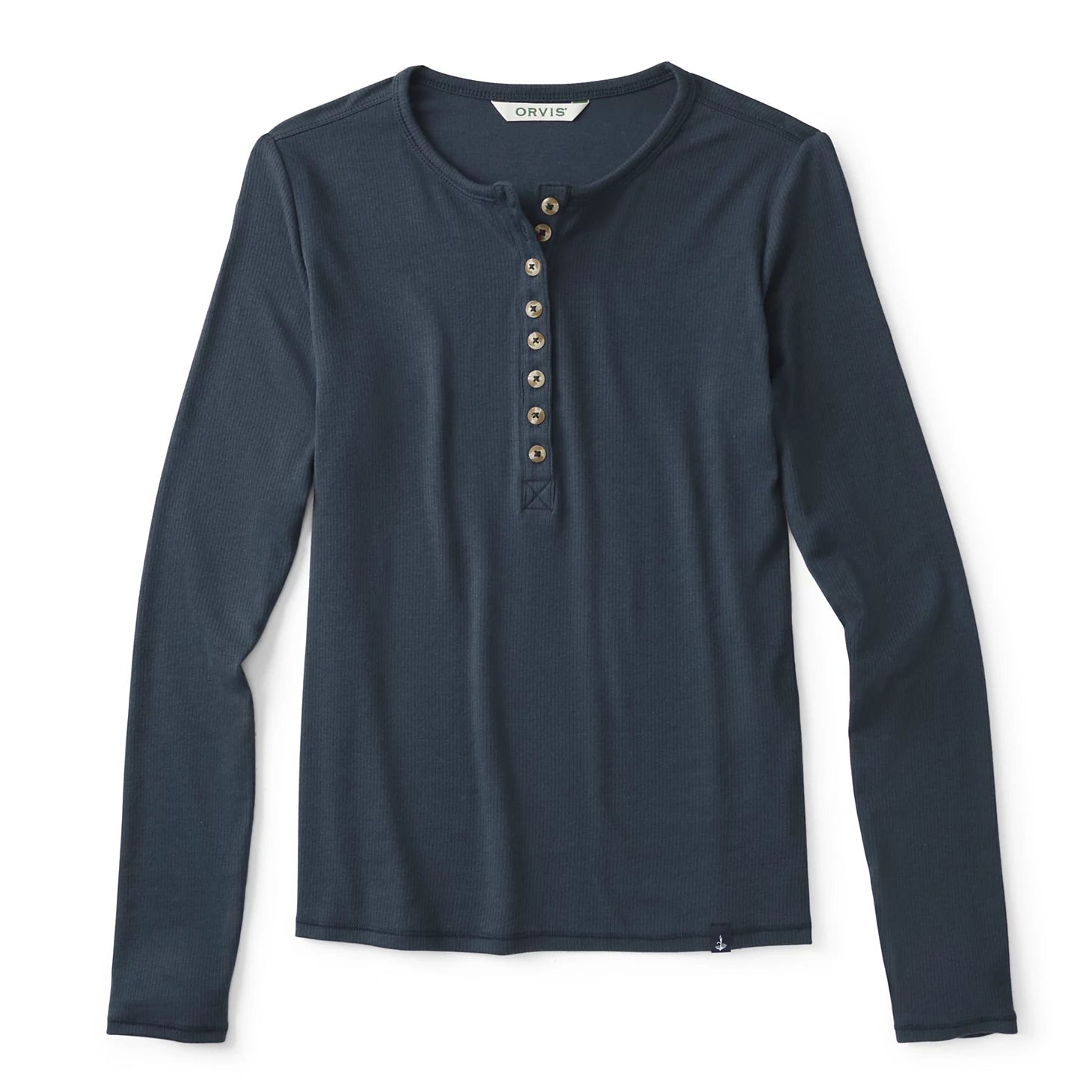 Ribbed Henley Long-Sleeve Tee