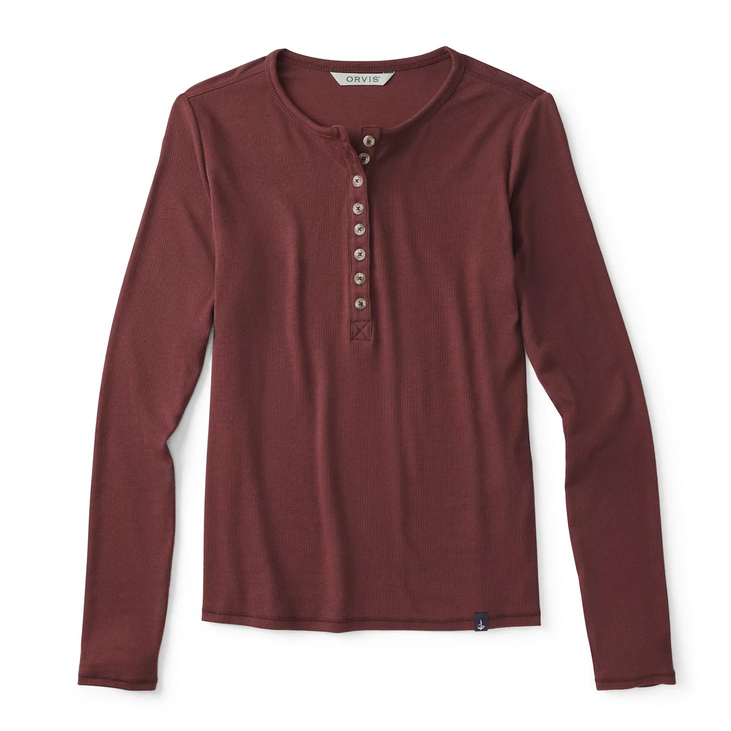 Ribbed Henley Long-Sleeve Tee