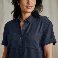 Washable Silk Short-Sleeve Camp Shirt