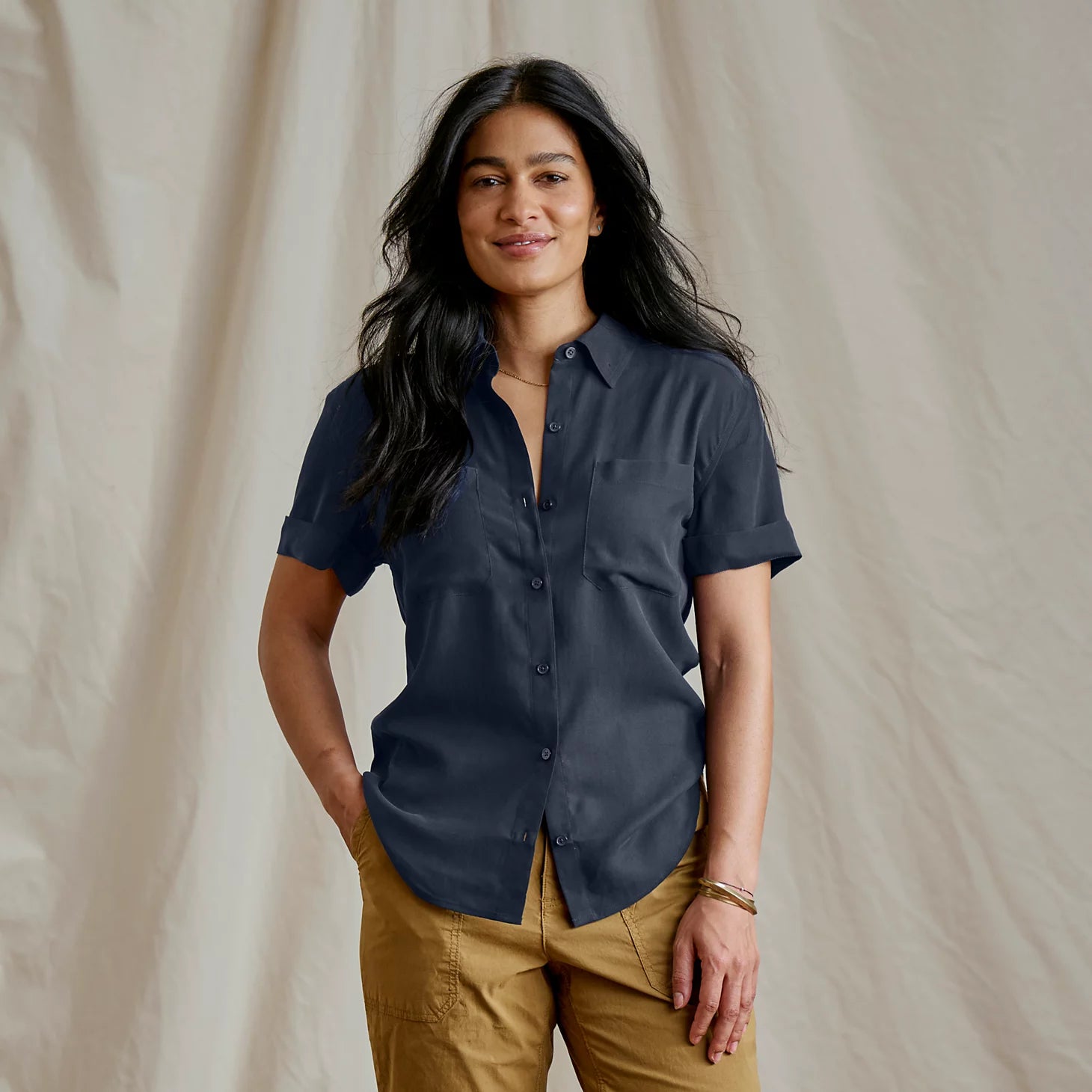 Washable Silk Short-Sleeve Camp Shirt