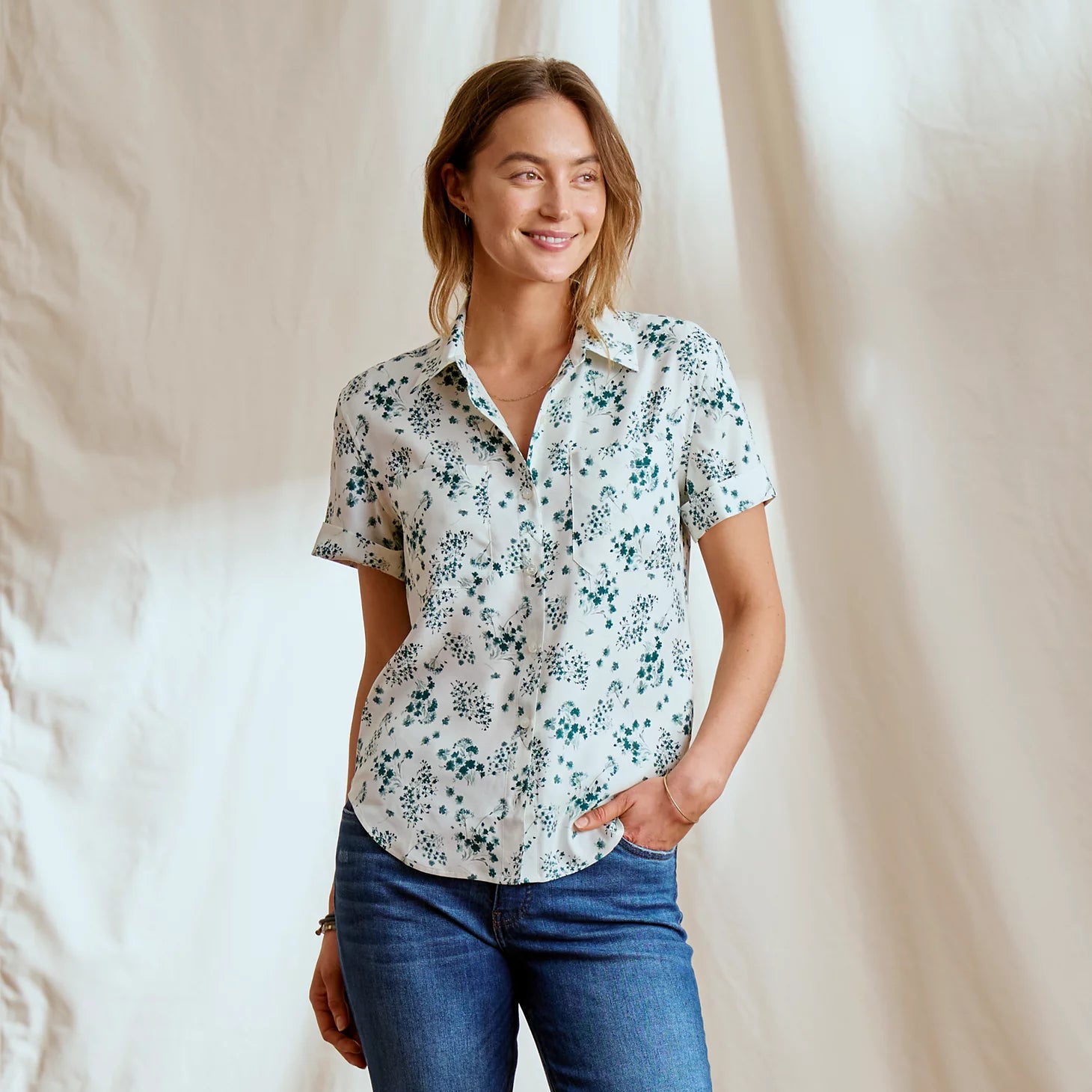 Washable Silk Short-Sleeve Camp Shirt