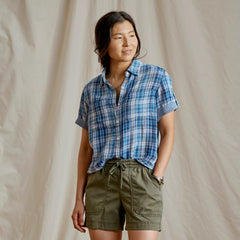Plaid Gauze Short-Sleeve Camp Shirt