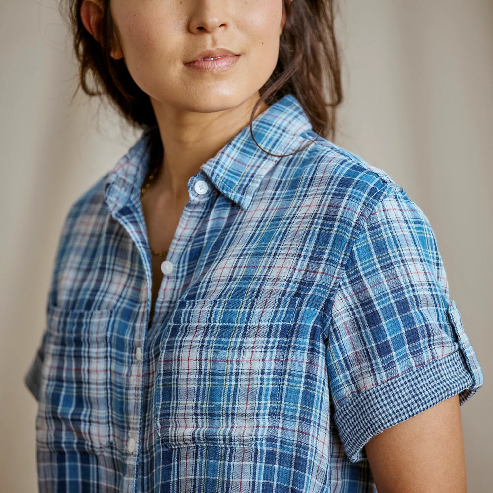 Plaid Gauze Short-Sleeve Camp Shirt