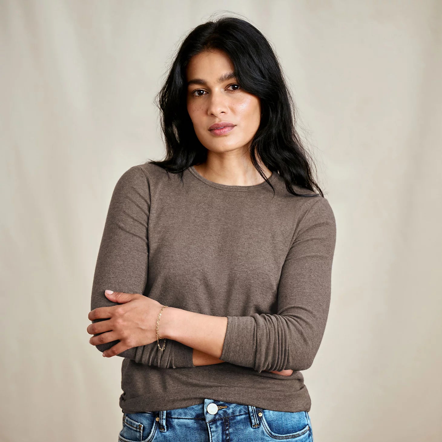 Ribbed Long-Sleeve Crew