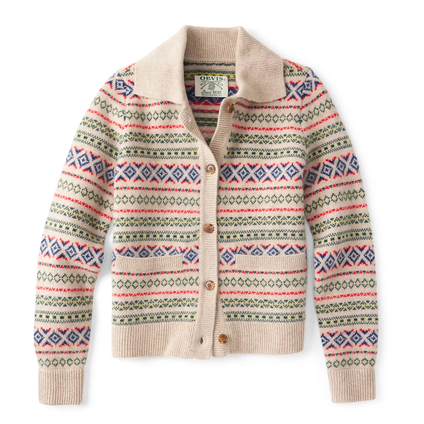 Fair Isle Patterned Brushed Cashmere Cardigan